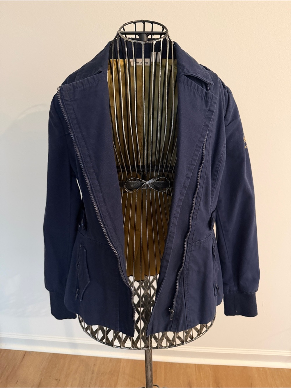 Vintage DKNY Navy and Gold Lined Jacket